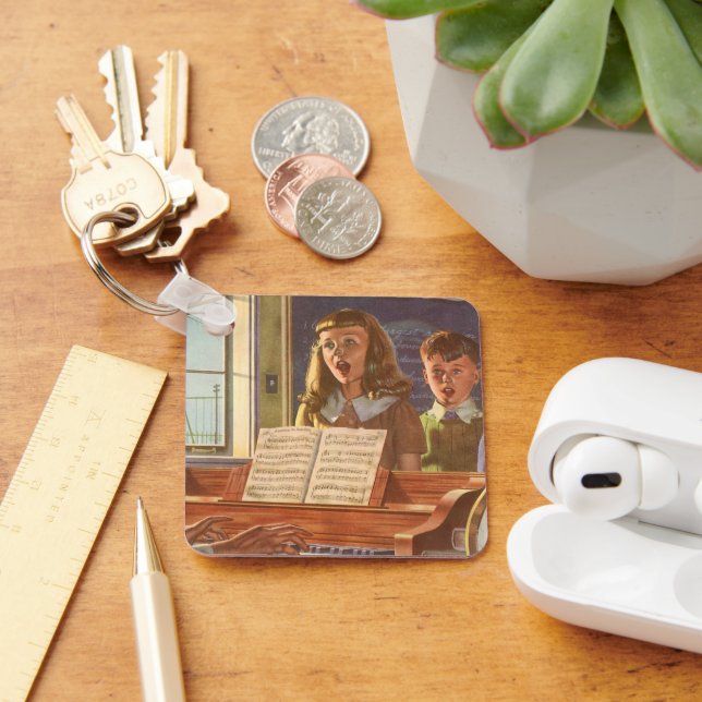 Vintage Music Teacher Teaching Students to Sing Keychain (Desk)