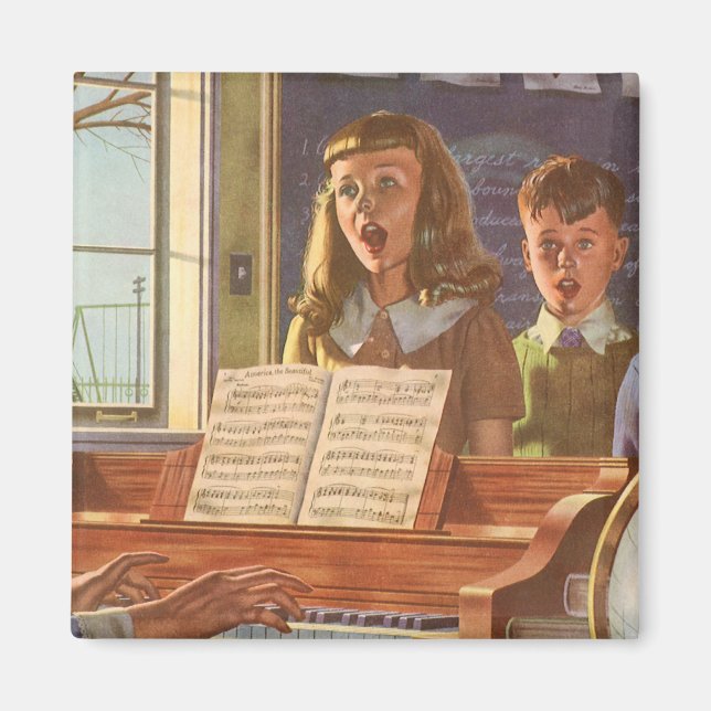 Vintage Music Teacher Teaching Students to Sing Magnet (Front)