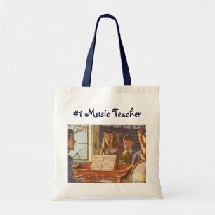 Vintage Music Teacher Teaching Students to Sing Tote Bag
