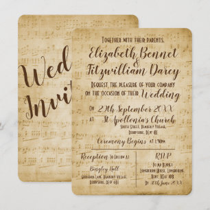 Vintage Music Wedding Invitation