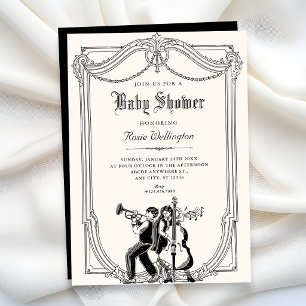 Vintage musical baby shower invitation