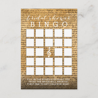 Vintage Musical Bridal Shower Bingo Cards