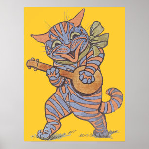 Vintage Musical Cat Poster Print