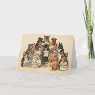 Vintage Musical Cats Dogs Everyday Greeting Card