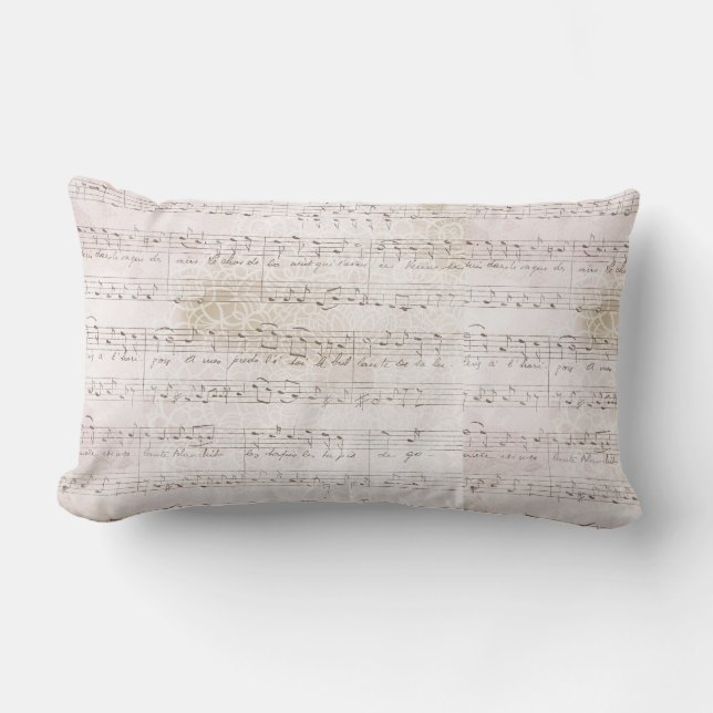 Vintage Musical Notation Lumbar Pillow (Front)