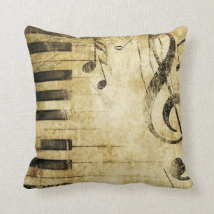 Vintage Musical Notes Throw Pillow