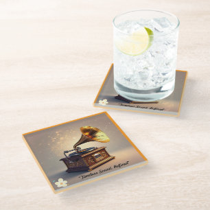 "Vintage Musical Past" Glass Coaster