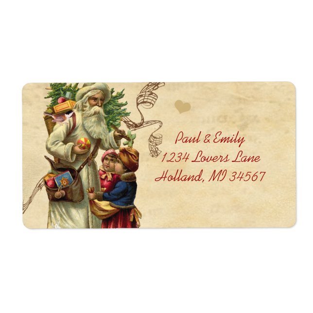 Vintage Musical Santa Chickadees and Children (Front)