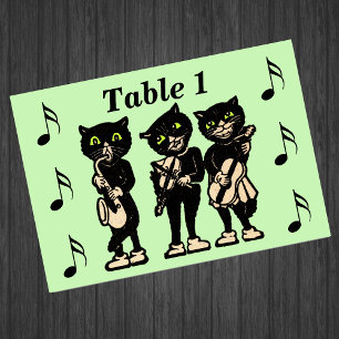 Vintage Musician Black Cats Music Notes Table Number
