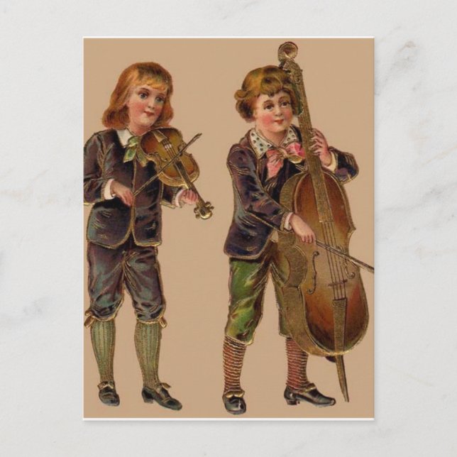 Vintage Musicians Playing Postcard (Front)