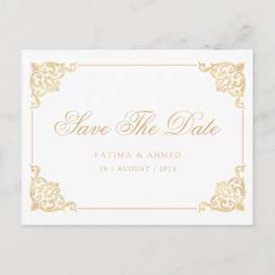 Vintage Muslim White Save The Date Announcement Postcard