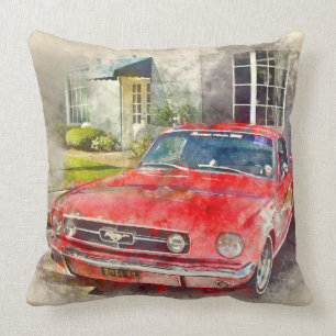 Vintage Mustang Throw Pillow