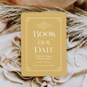 Vintage Mustard Book Cover Wedding Save The Date