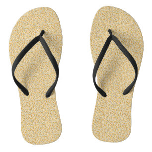 Vintage Mustard Floral & Charcoal Retro Ditsy Flip Flops