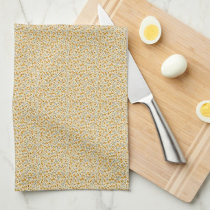 Vintage Mustard Floral & Charcoal Retro Ditsy Kitchen Towel