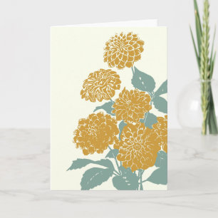 Vintage Mustard Yellow Flower Illustration Card