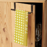 Vintage Mustard Yellow Gingham Plaid Personalized Kitchen Towel<br><div class="desc">Vintage Mustard Yellow and White Gingham Plaid Personalized Christmas Kitchen Towel</div>