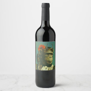 Vintage Mutant Chimp Wine Label