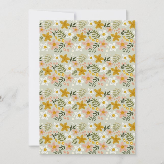 Vintage Muted Floral Botanical Seamless Pattern Invitation (Front)