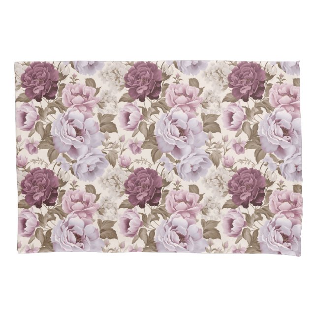 Vintage muted floral design pillowcase (Front-Left)