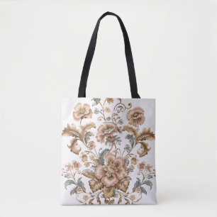 Vintage Muted Floral Tote Bag Elegant Botanical