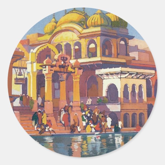 Vintage Muttra Mathura India Classic Round Sticker (Front)
