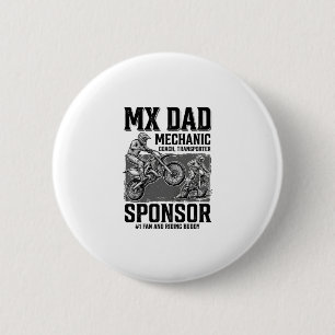 Vintage MX Dad Motocross Riding Buddy Shirt Design 2 Inch Round Button