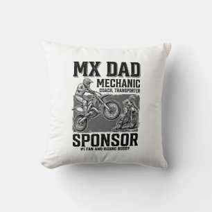 Vintage MX Dad Motocross Riding Buddy Shirt Design Throw Pillow