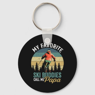 Vintage My Favorite Ski Buddies Call Me Papa Fathe Keychain
