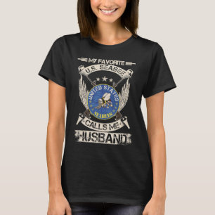 Vintage My Favorite US Seabee Veteran Calls Me Hus T-Shirt