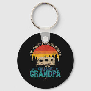 Vintage My Favourite Camping Buddy Calls Me Grandp Keychain