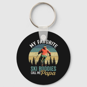 Vintage My Favourite Ski Buddies Call Me Papa Fath Keychain