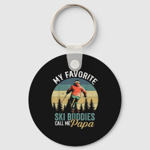Vintage My Favourite Ski Buddies Call Me Papa Fath Keychain
