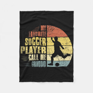 Vintage My Favourite Soccer Player Calls Me Grandd Fleece Blanket