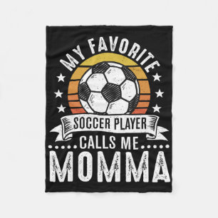 Vintage My Favourite Soccer Player Calls Me Momma Fleece Blanket