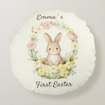 Vintage My First Easter Bunny Floral Wreath