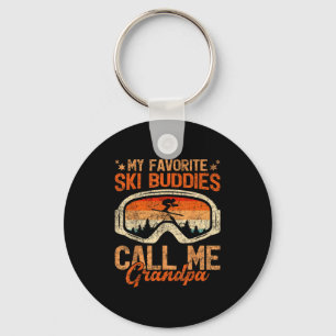 Vintage My Ski Buddies Call Me Grandpa Skiing Fath Keychain