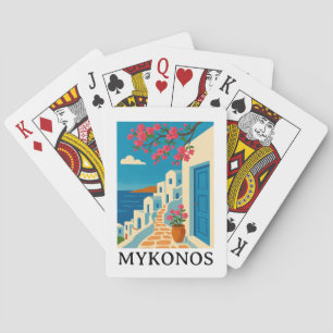 Vintage Mykonos Greece Travel - Colorful Art Playing Cards
