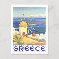 Vintage Mykonos, Greece, Travel Poster