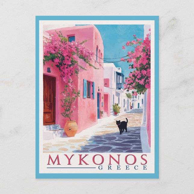 Vintage Mykonos, Greek Postcard (Front)