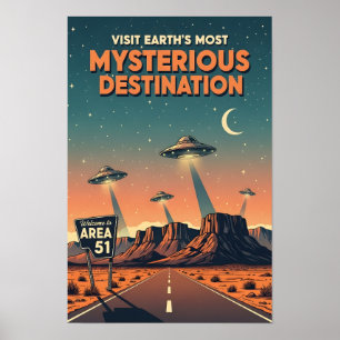 Vintage Mysterious Area 51 Travel Poster