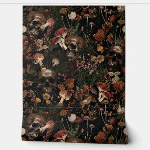 Vintage Mystic Skull And Dark Forest Garden  Wallpaper