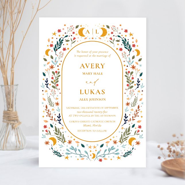 Vintage Mystical Botanical Wedding Invitation (Creator Uploaded)