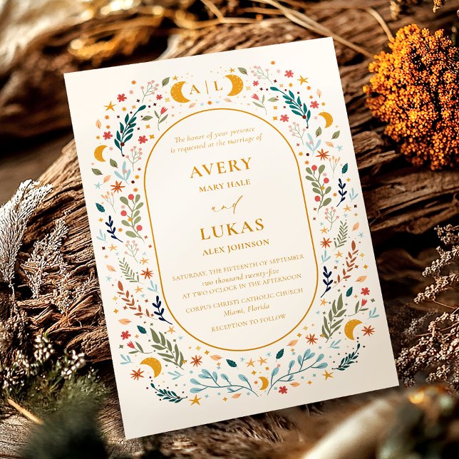 Vintage Mystical Botanical Wedding Invitation (Creator Uploaded)