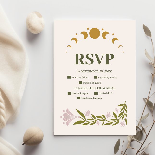 Vintage Mystical Botanical Wedding RSVP Card (Creator Uploaded)