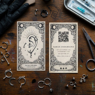 Vintage Mystical Ear Piercing Celestial Business Card