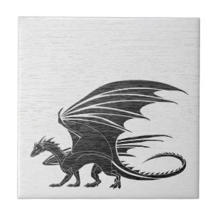 Vintage Mythical Dragon Ceramic Tile