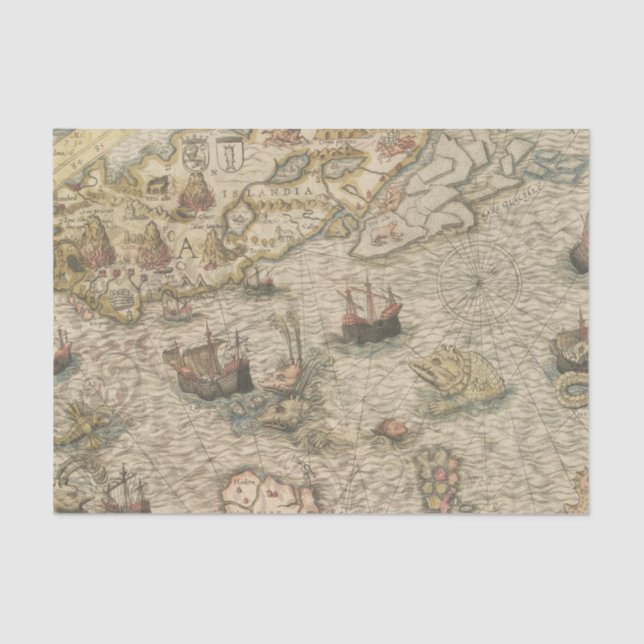 Vintage Mythical Map Tissue Paper (Front)