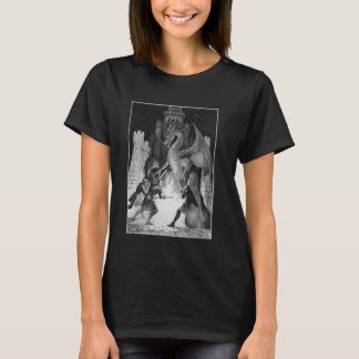Vintage Mythical Medieval Castle Knights and Drago T-Shirt