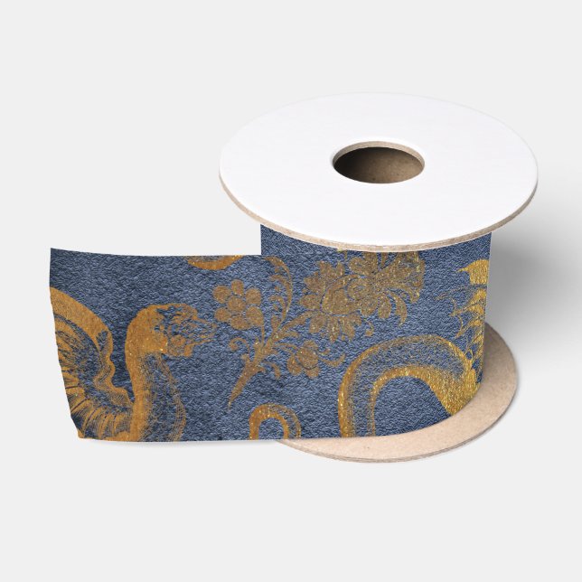 Vintage Mythology Fantasy Dragon Wallpaper Satin Ribbon (Spool)